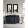 James Martin Vanities Brittany 60in Double Vanity, Victory Blue w/ 3 CM Carrara Marble Top 650-V60D-VBL-3CAR